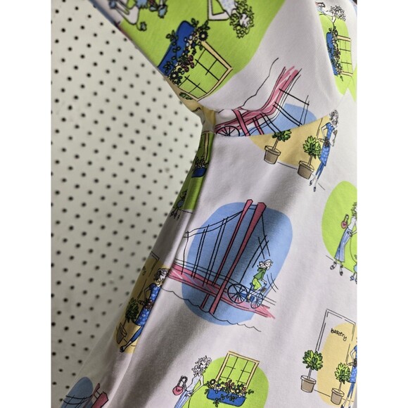 Christopher Banks White 3/4 Sleeve Top Poodles Out and About Womens Sz L - Picture 2 of 6